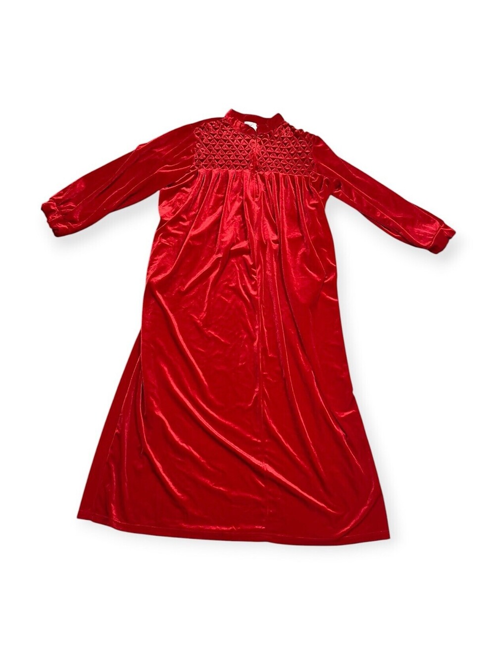 Only Necessities Red Long Robe 1X Velvet Cozy Lounge Polyester VTG